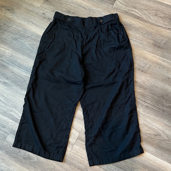 Women's Croft & Barrow® Pull-On Wide Leg Crop Pants linen blend size L black - Picture 5 of 6